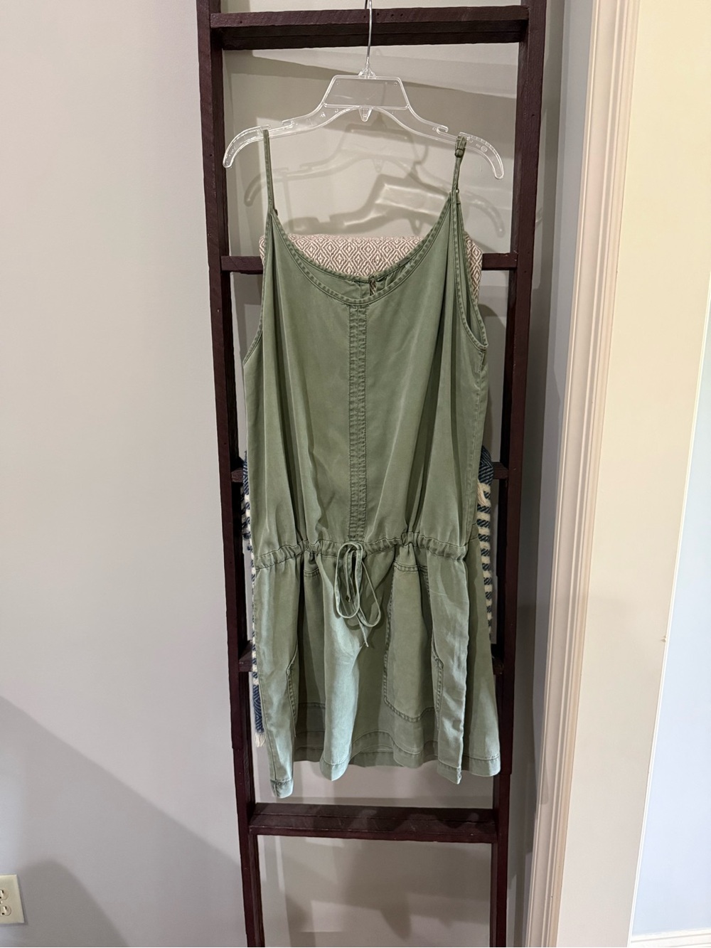 Sleeveless Olive Drawstring Mini Dress